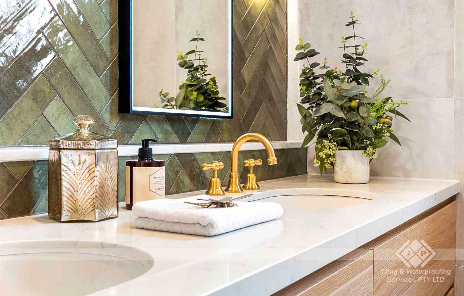 Decorative bathroom mosaic tile work professional tiling