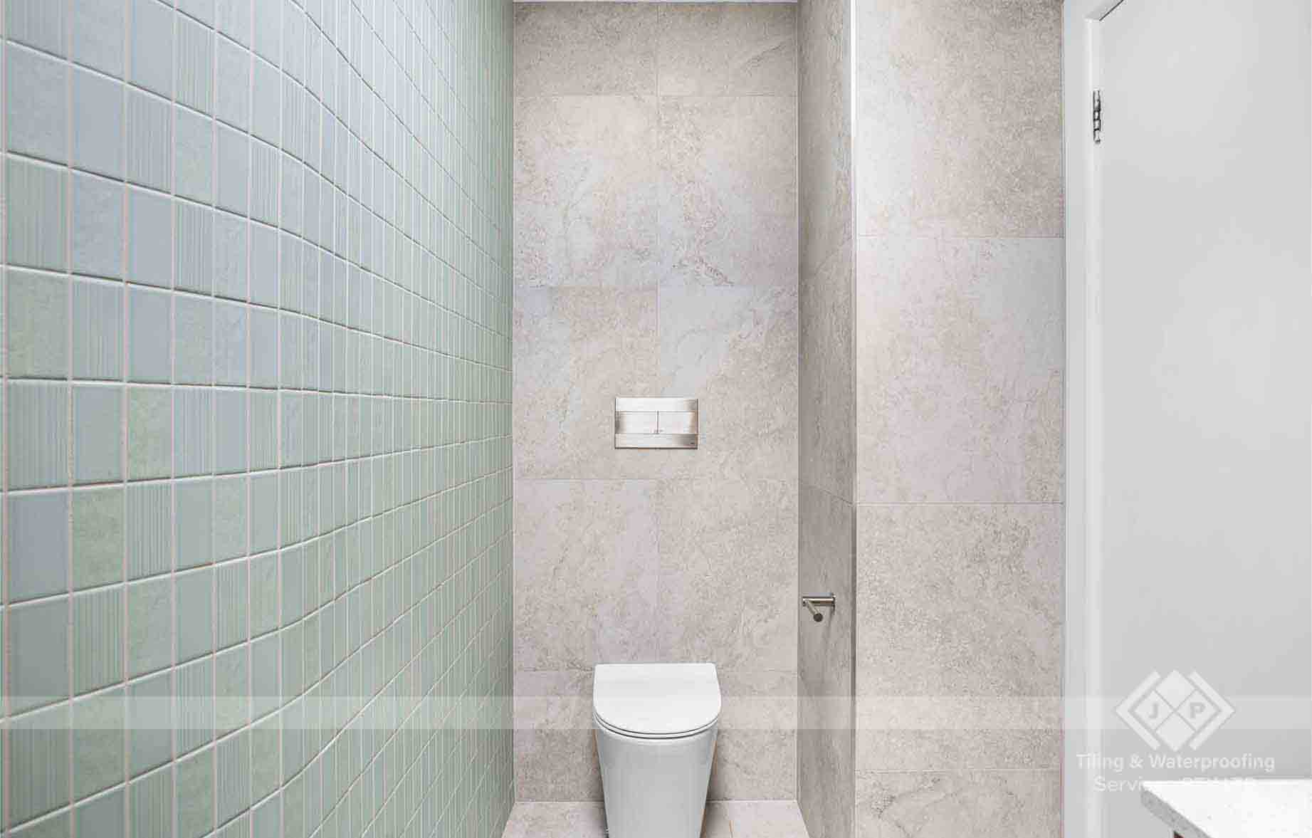 Bathroom mosaic tile feature design installation