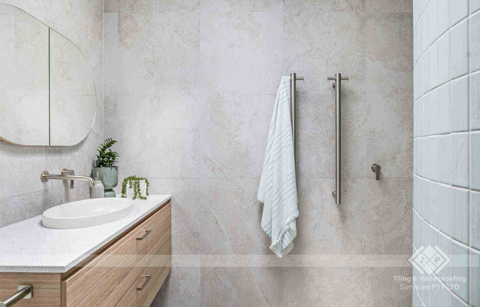 Decorative mosaic tile wall installation project